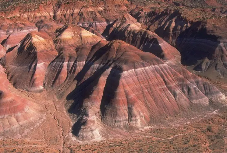 Multicolored badlands carved into the Chinle Formation