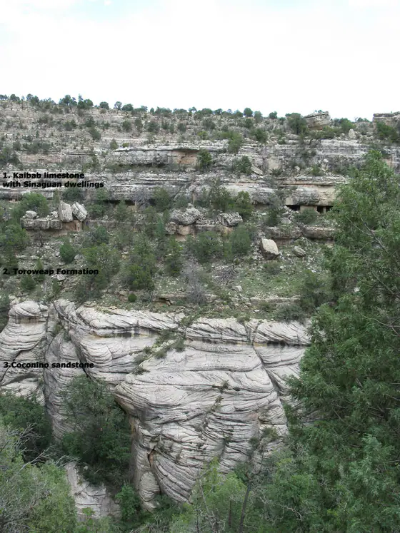 Layered Kaibab Limestone and associated strata at Walnut Canyon National Monument, Arizona