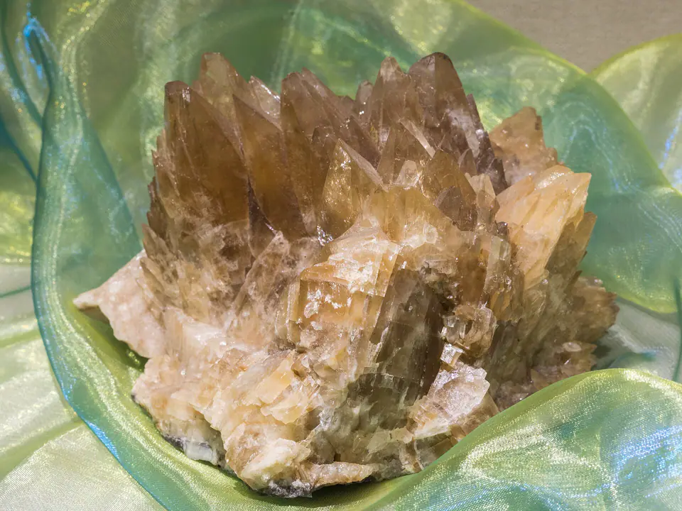 Calcite mineral specimen with pale translucent crystals