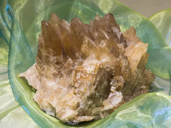 Calcite mineral specimen with pale translucent crystals