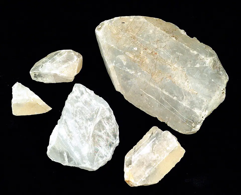 Cluster of pale, faintly blue celestite crystals from Lampasas County, Texas