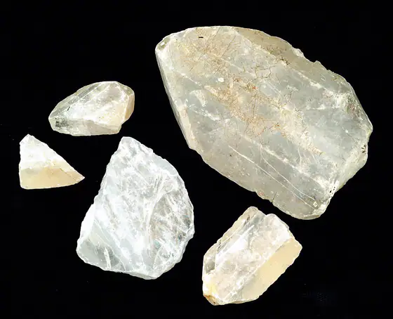 Cluster of pale, faintly blue celestite crystals from Lampasas County, Texas