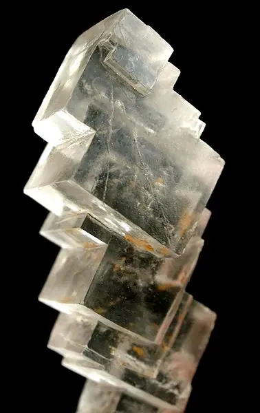 Halite mineral specimen with transparent cubic crystals