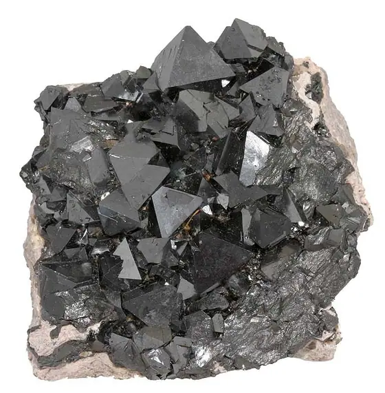 Black metallic magnetite crystal specimen