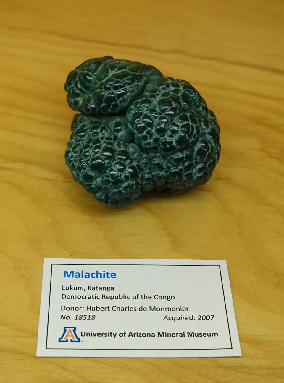 Green botryoidal malachite specimen from the Democratic Republic of the Congo
