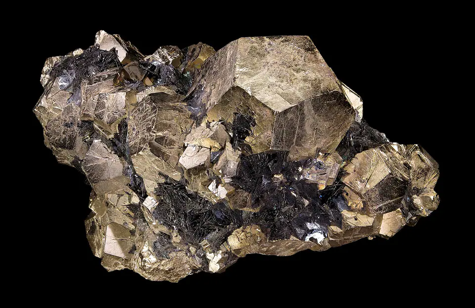 Brassy metallic pyrite crystal specimen